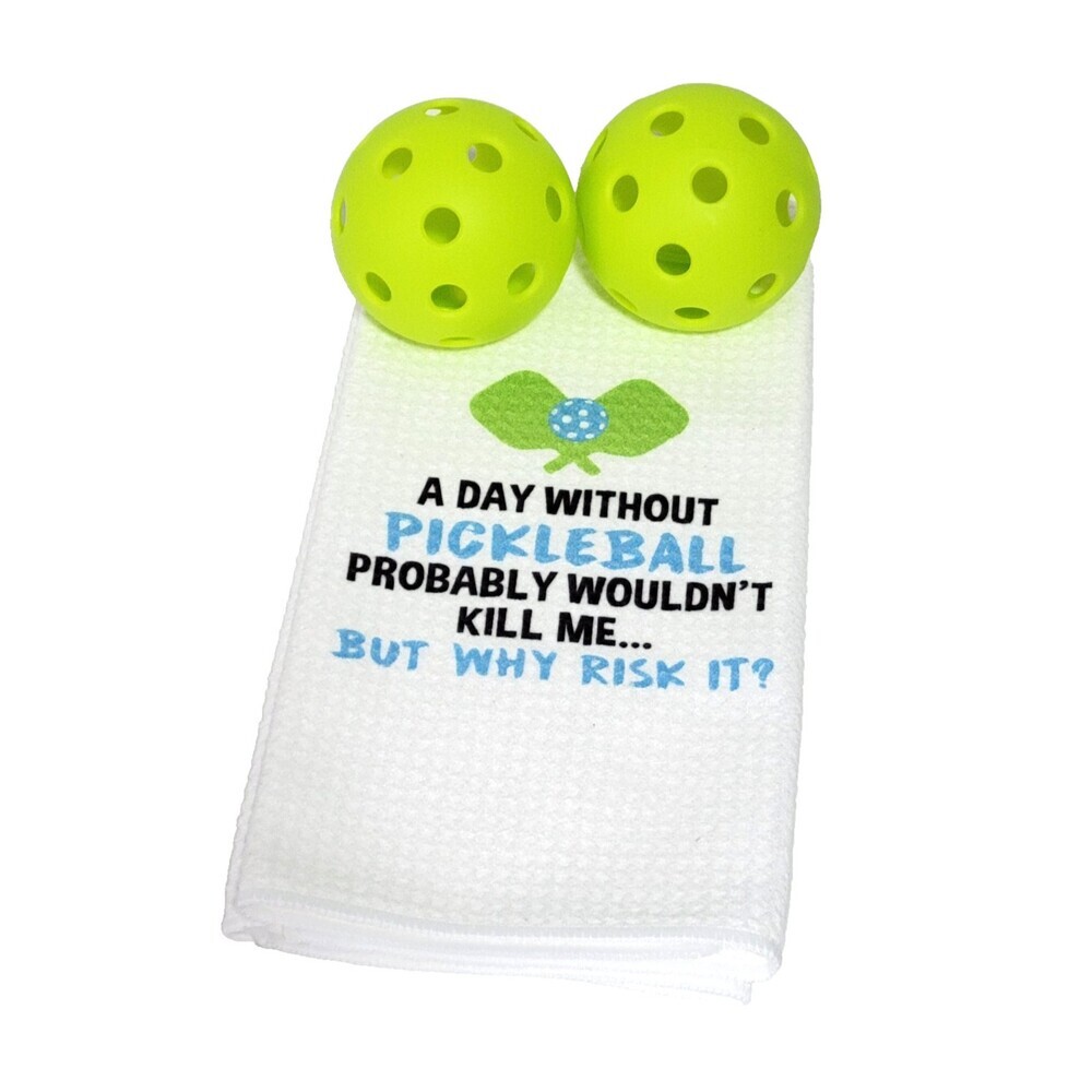 Pickleball Kitchen Towel + 2 Pickleballs NEW 15 1/2" x 24"